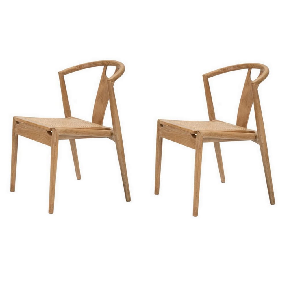 Lot de 2 chaises en bois - cannage