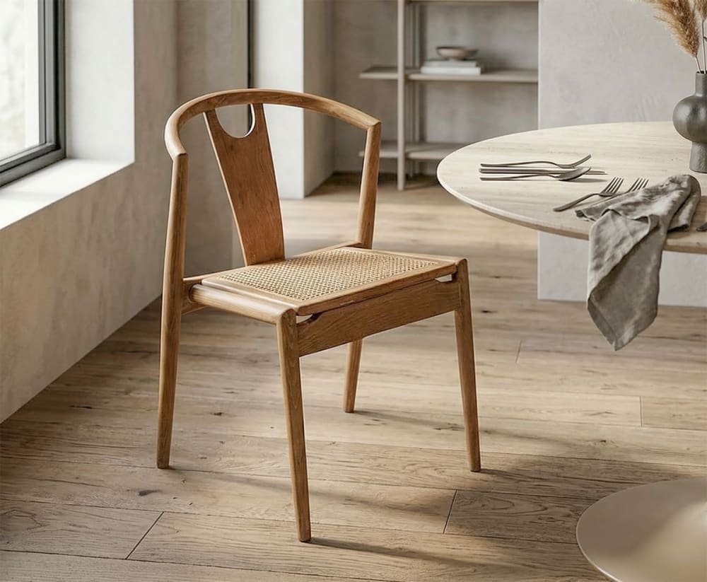 Lot de 2 chaises en bois et cannage