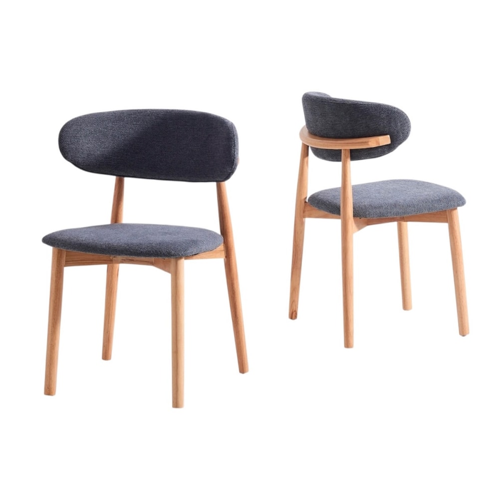 Lot de 2 chaises en tissu - bois massif