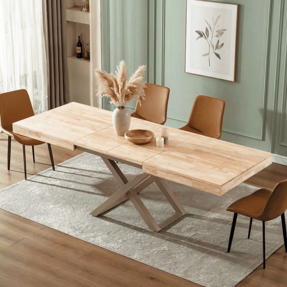 Ausziehbarer Couchtisch aus Holz mit taupefarbenem Fuß - Maisons