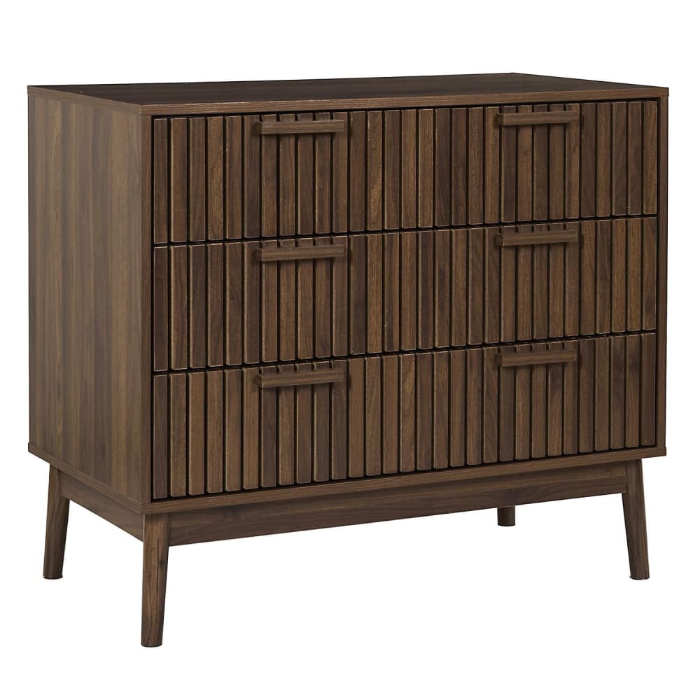 Commode Saulk 3 tiroirs - Effet bois fonc&eacute; Marron - 90x49x79 cm