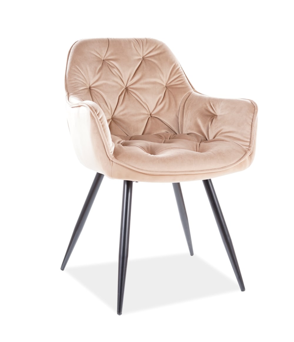 MSO Designstuhl aus schwarzem Metall und beigem Samt style modern - Samt