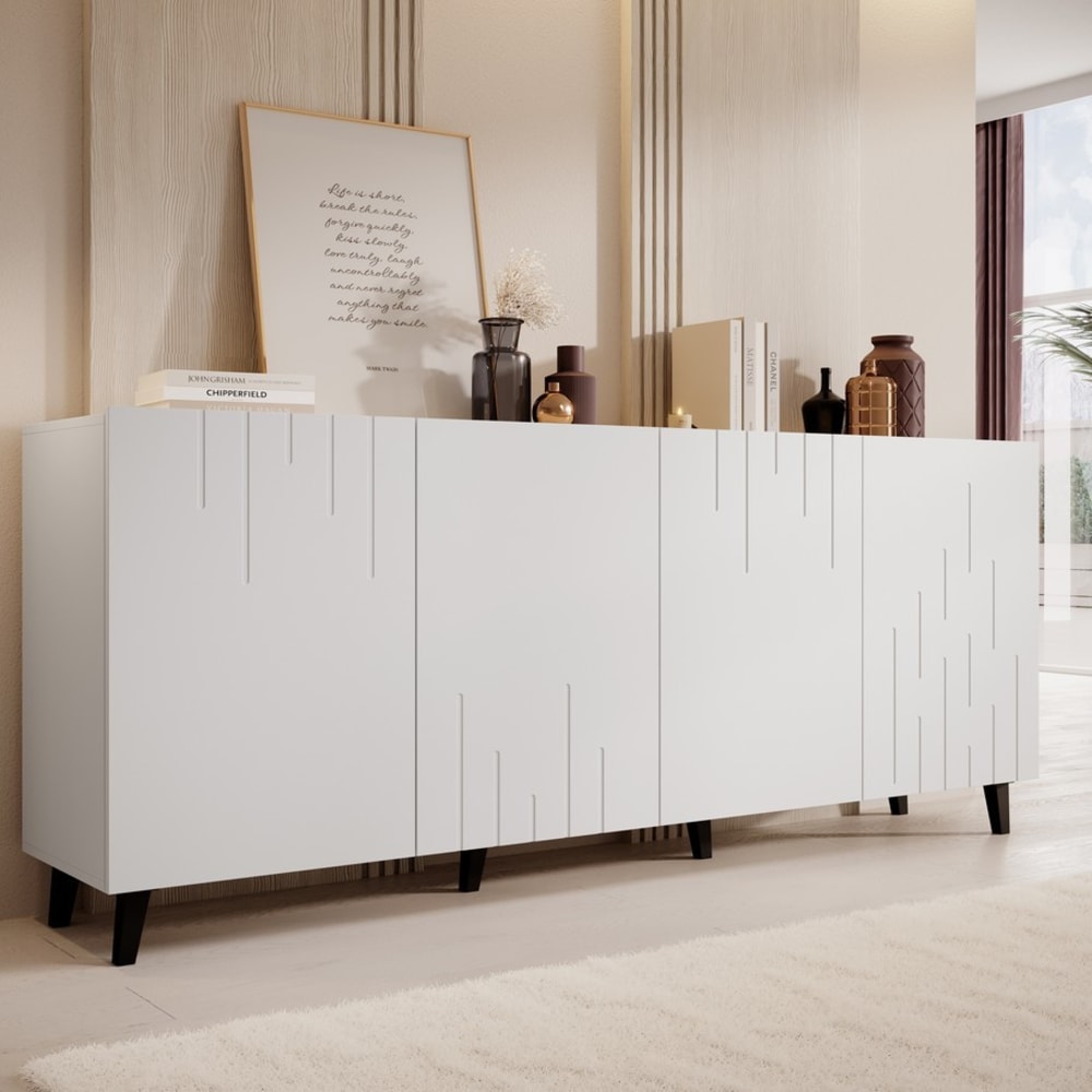 Modernes, mattweißes niedriges Sideboard 200 cm - Maisons Du