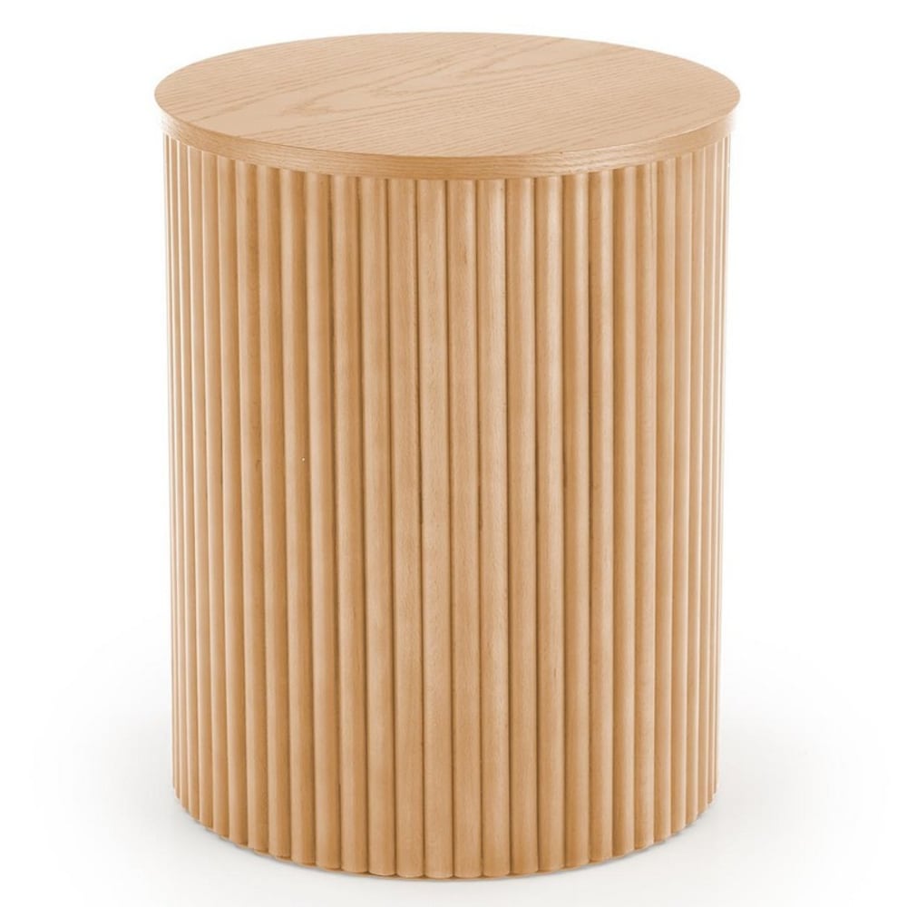 Table d'appoint ronde avec placage en bois massif Table d'appoint ronde avec placage en bois massif