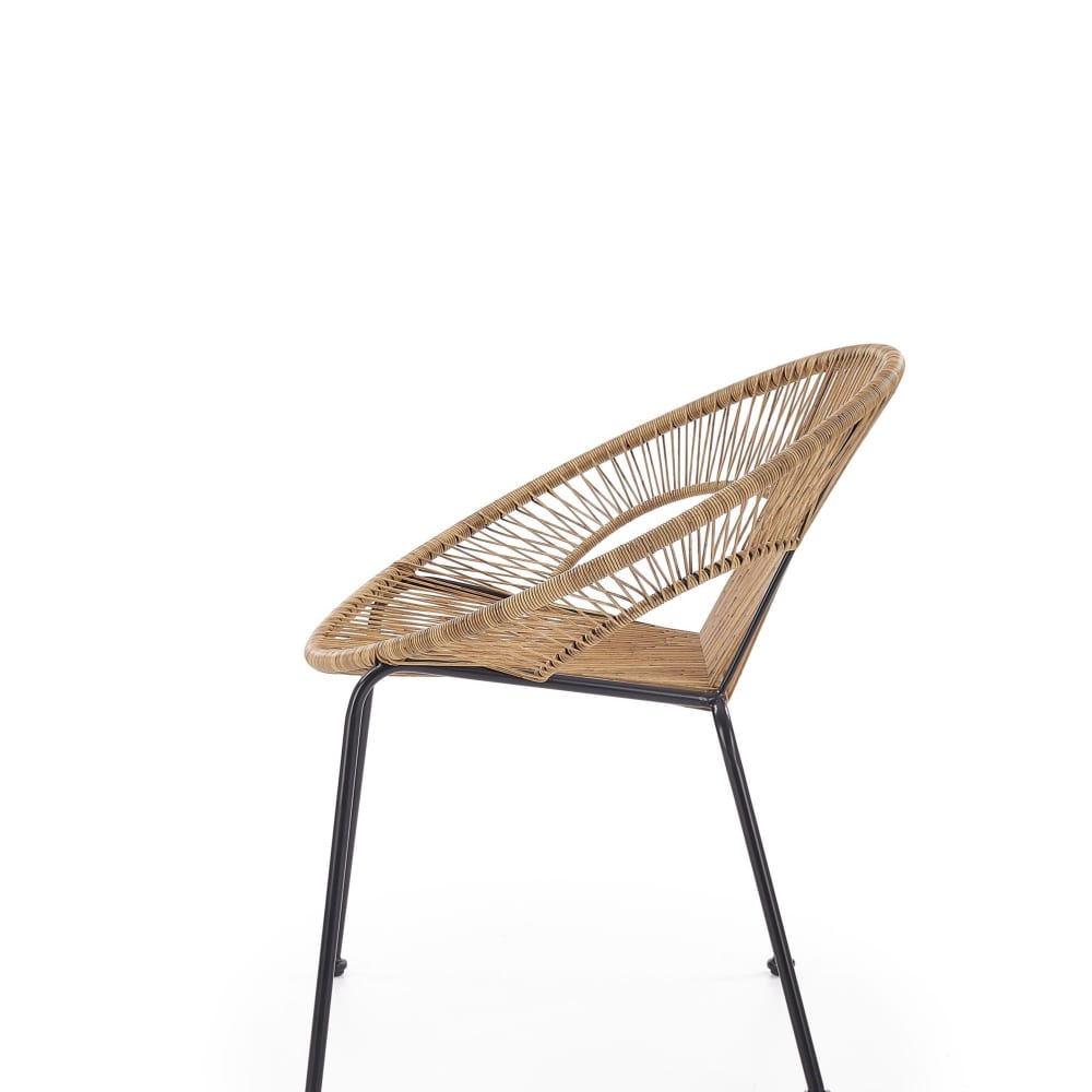 Fauteuil en rotin synthétique avec structure  en acier noire