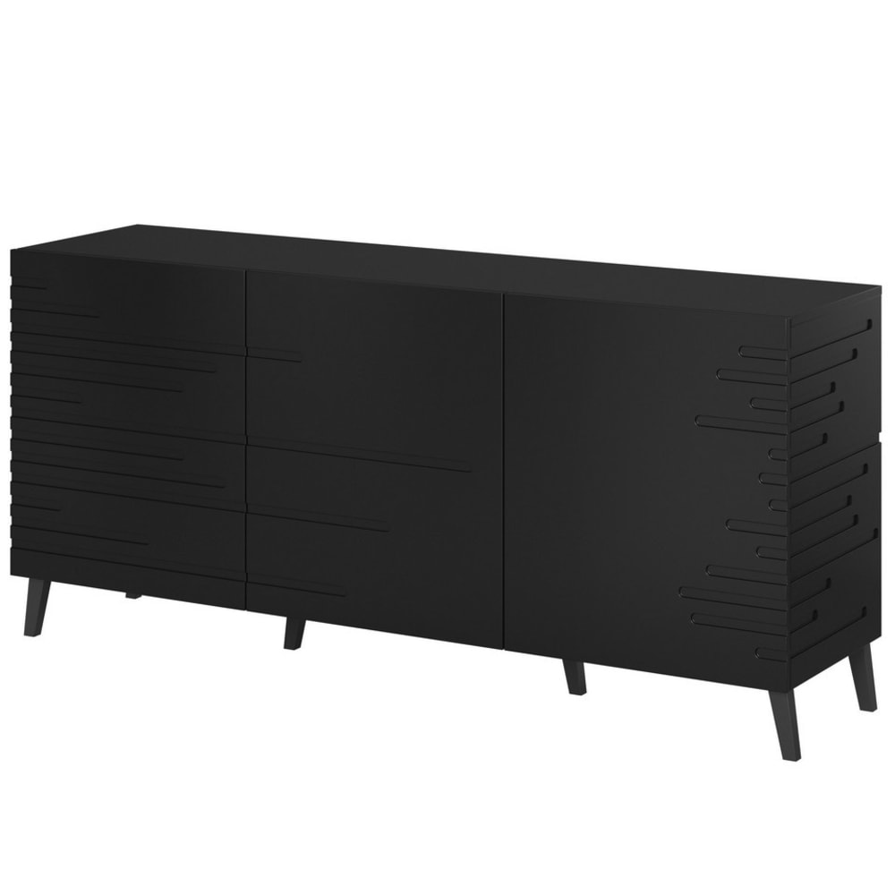 Buffet design en bois noir mat 150 cm Buffet design en bois noir mat 150 cm