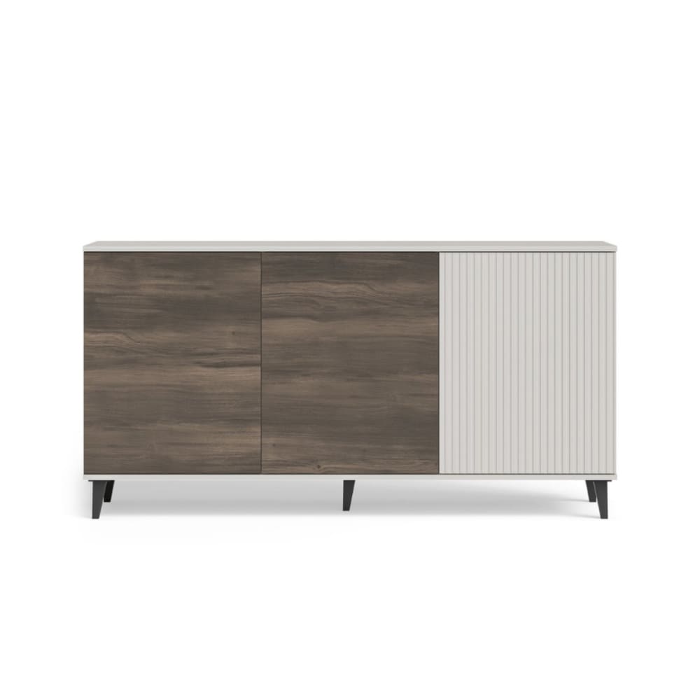 3-türiges Sideboard in Walnuss- und Beigeoptik 160cm - Maisons Du