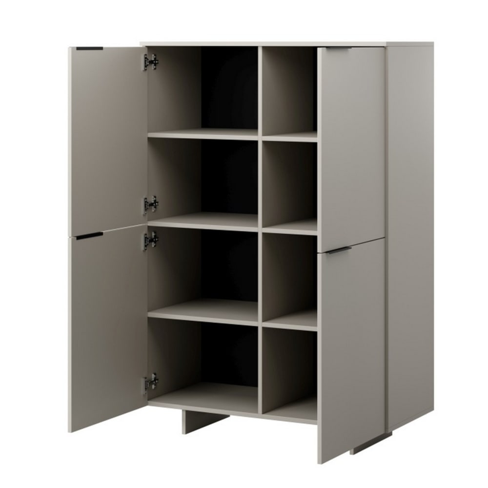 MSO Hohes Sideboard mit 4 mattbeigen Türen style modern - Holz
