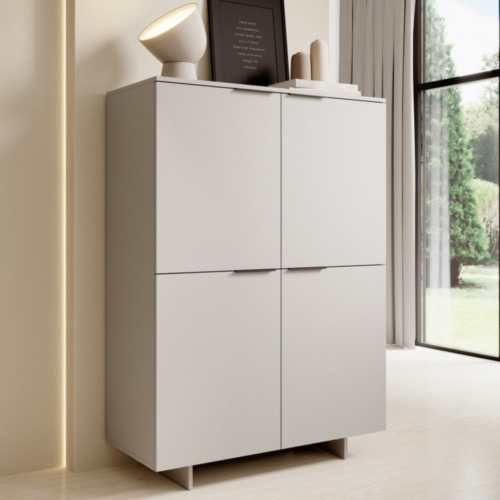 Hohes Sideboard mit 4 mattbeigen Türen - Maisons Du Monde
