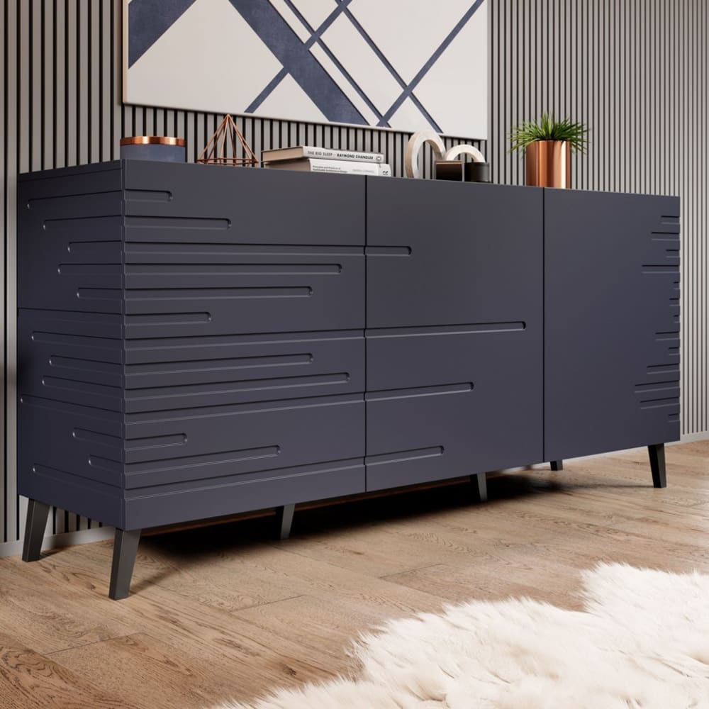 Buffet design violet mat 155cm 3 portes