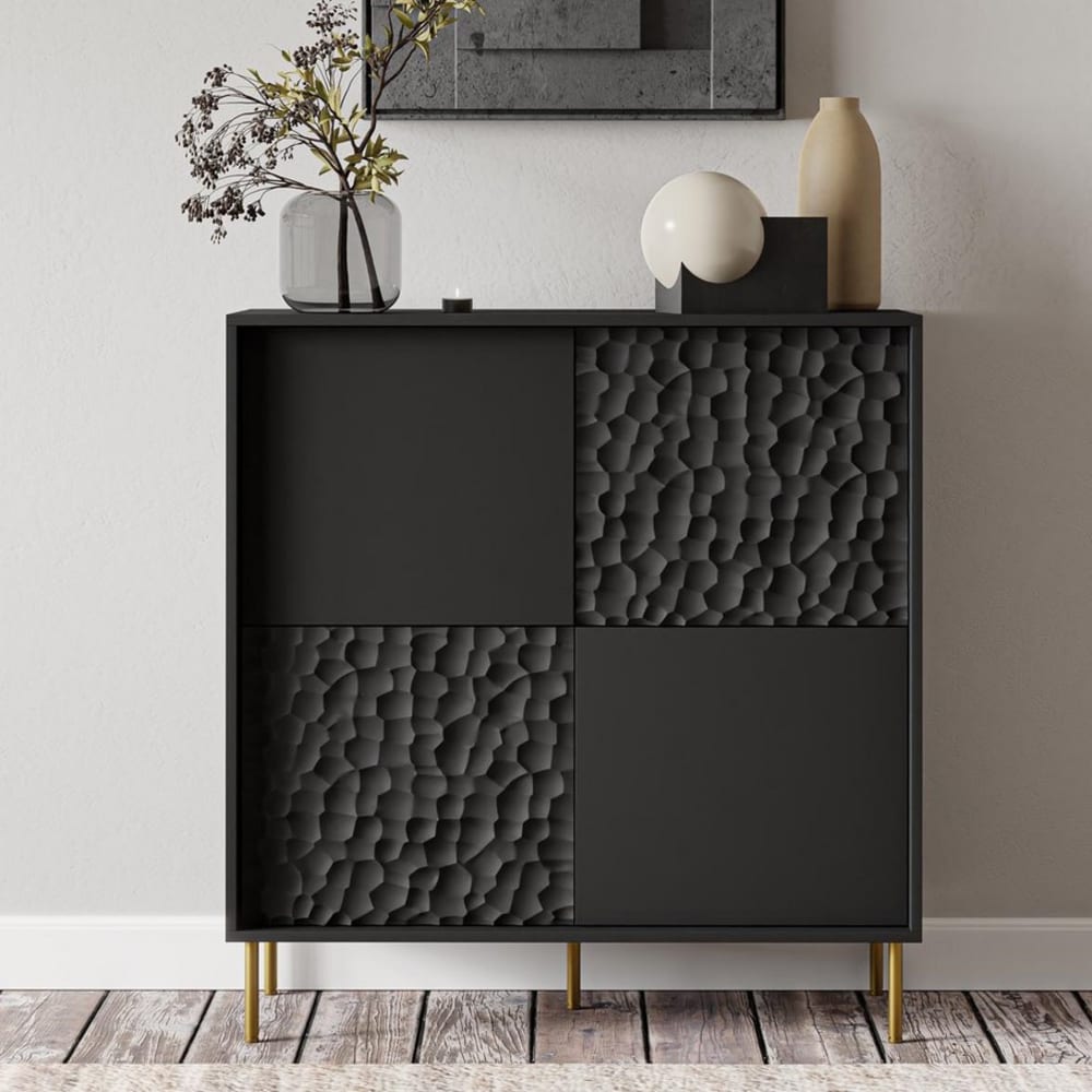 Schwarz-goldenes Designer-Aufbewahrungselement, 100 cm - Maisons