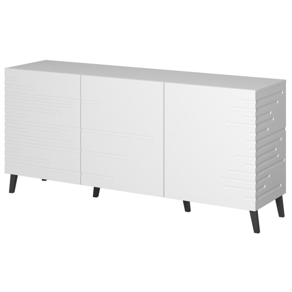 Buffet design en bois blanc mat 155 cm Buffet design en bois blanc mat 155 cm