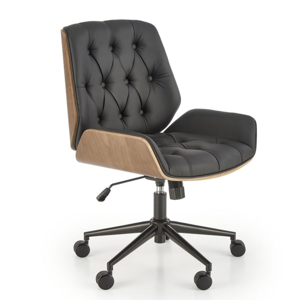 Fauteuil de bureau design noir & bois Fauteuil de bureau design noir & bois