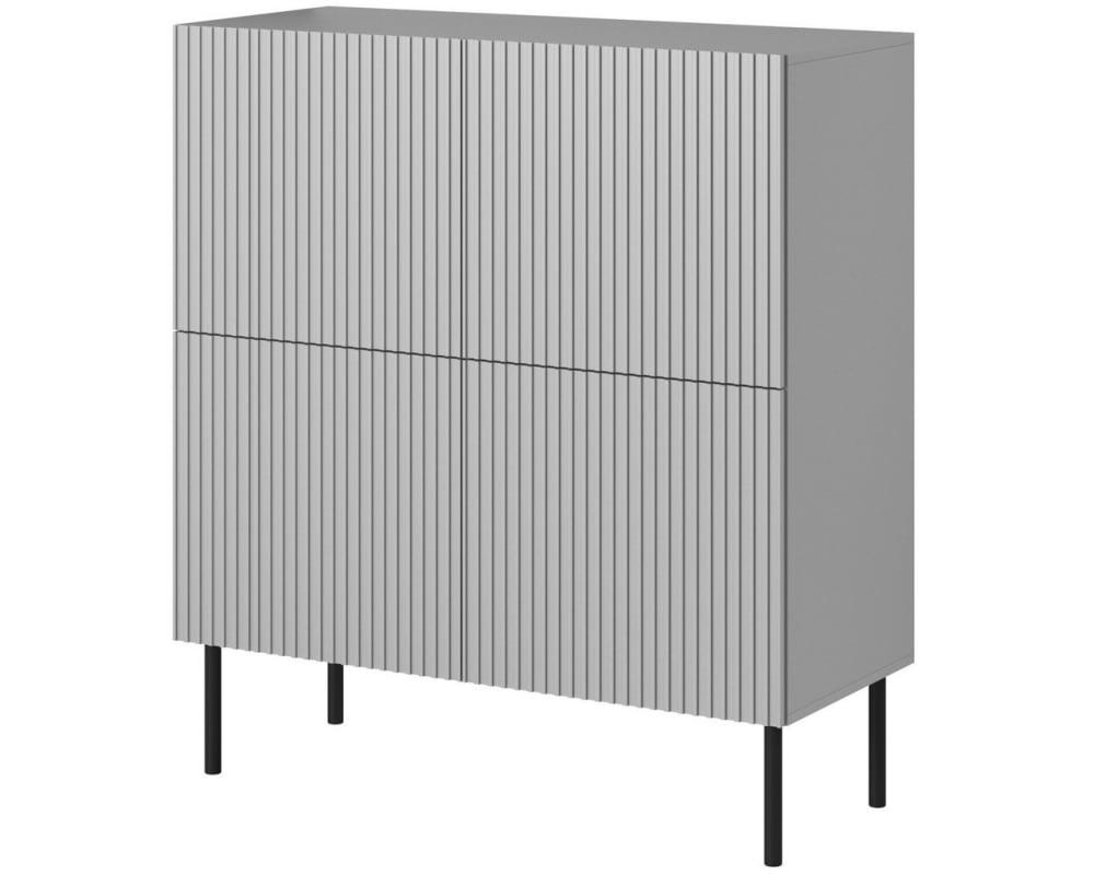 Buffet haut gris clair en bois 4 portes Buffet haut gris clair en bois 4 portes