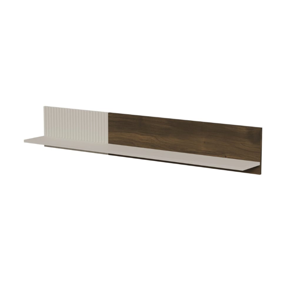 Étagère murale contemporaine beige et aspect noyer 150cm Étagère murale contemporaine beige et aspect noyer 150cm