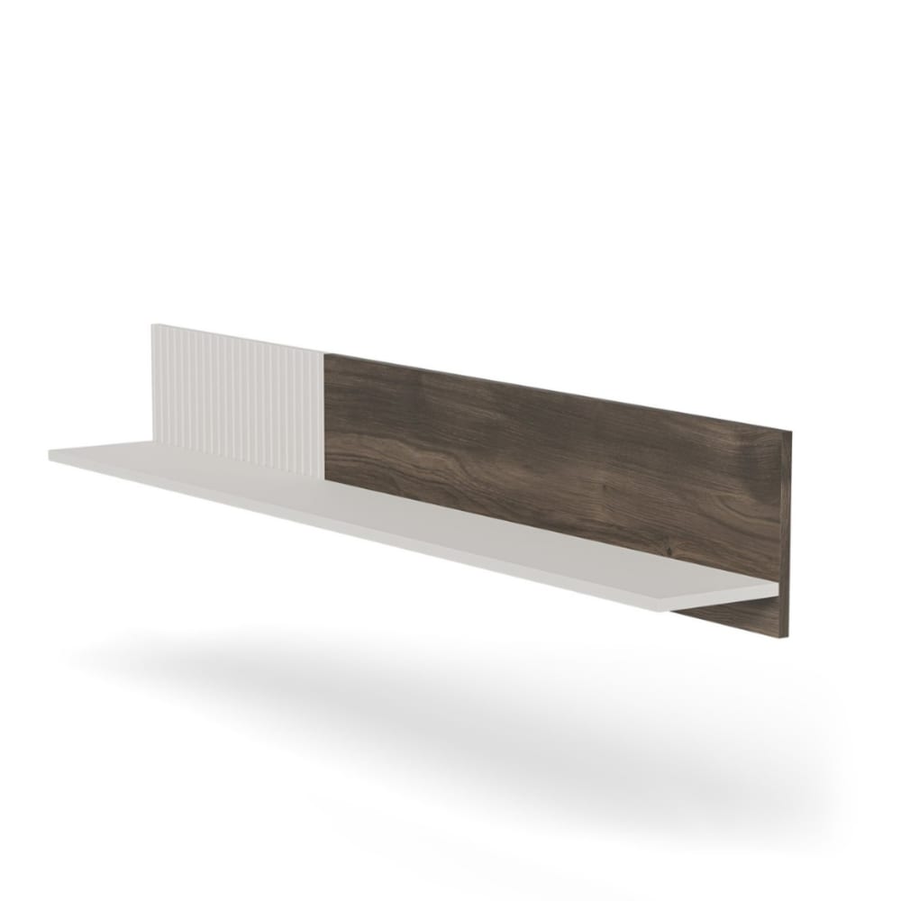 Étagère murale contemporaine beige et aspect noyer 150cm