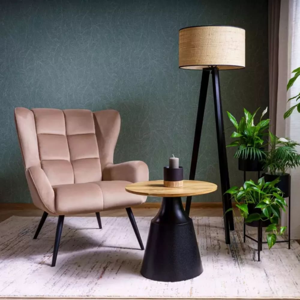 Set aus zwei runden Couchtischen mit handgefertigter Eichenplatte