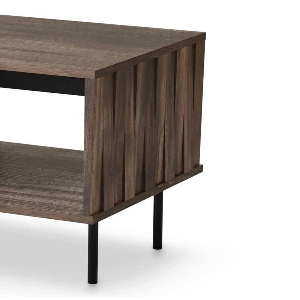 Table basse design aspect noyer et noir mat 100 x 54cm