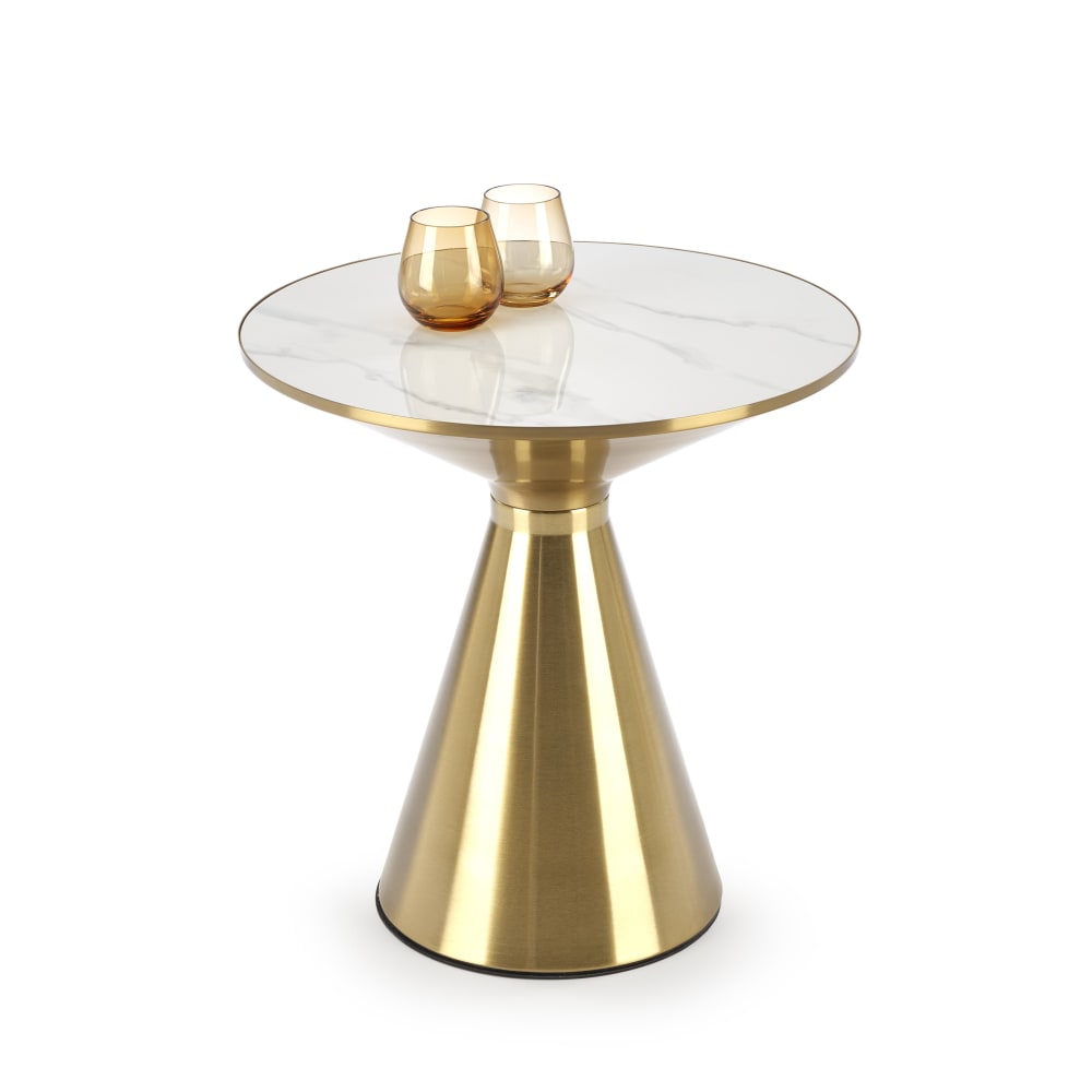 Runder Couchtisch in weißer Marmoroptik, 50 cm - Maisons Du Monde