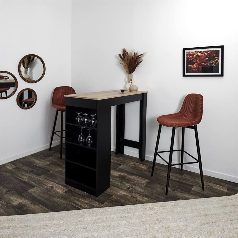 Lot de 2 tabourets de bar en velours côtelé coloris terracotta