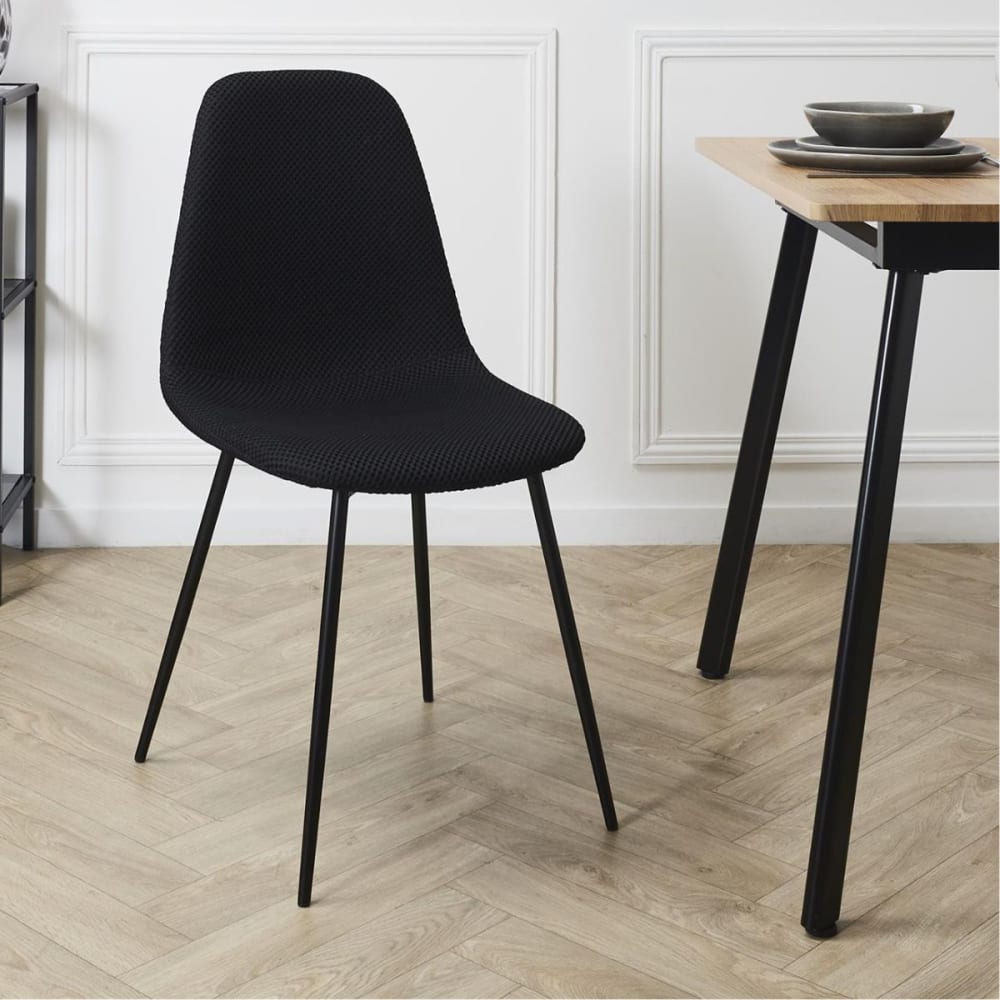 Lot de 2 chaises en tissu texturé maille 3d noir