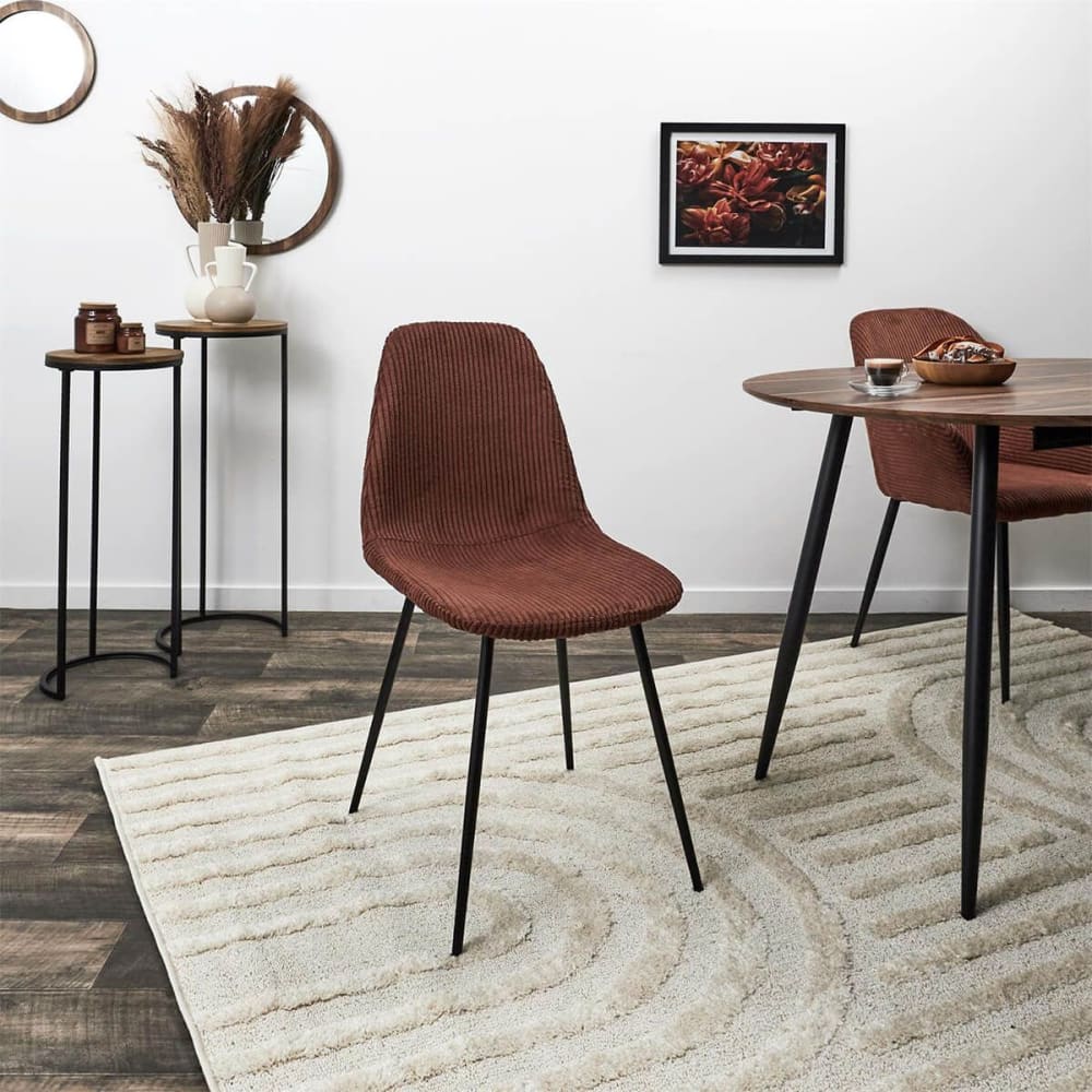 Lot de 2 chaises en velours côtelé coloris terracotta