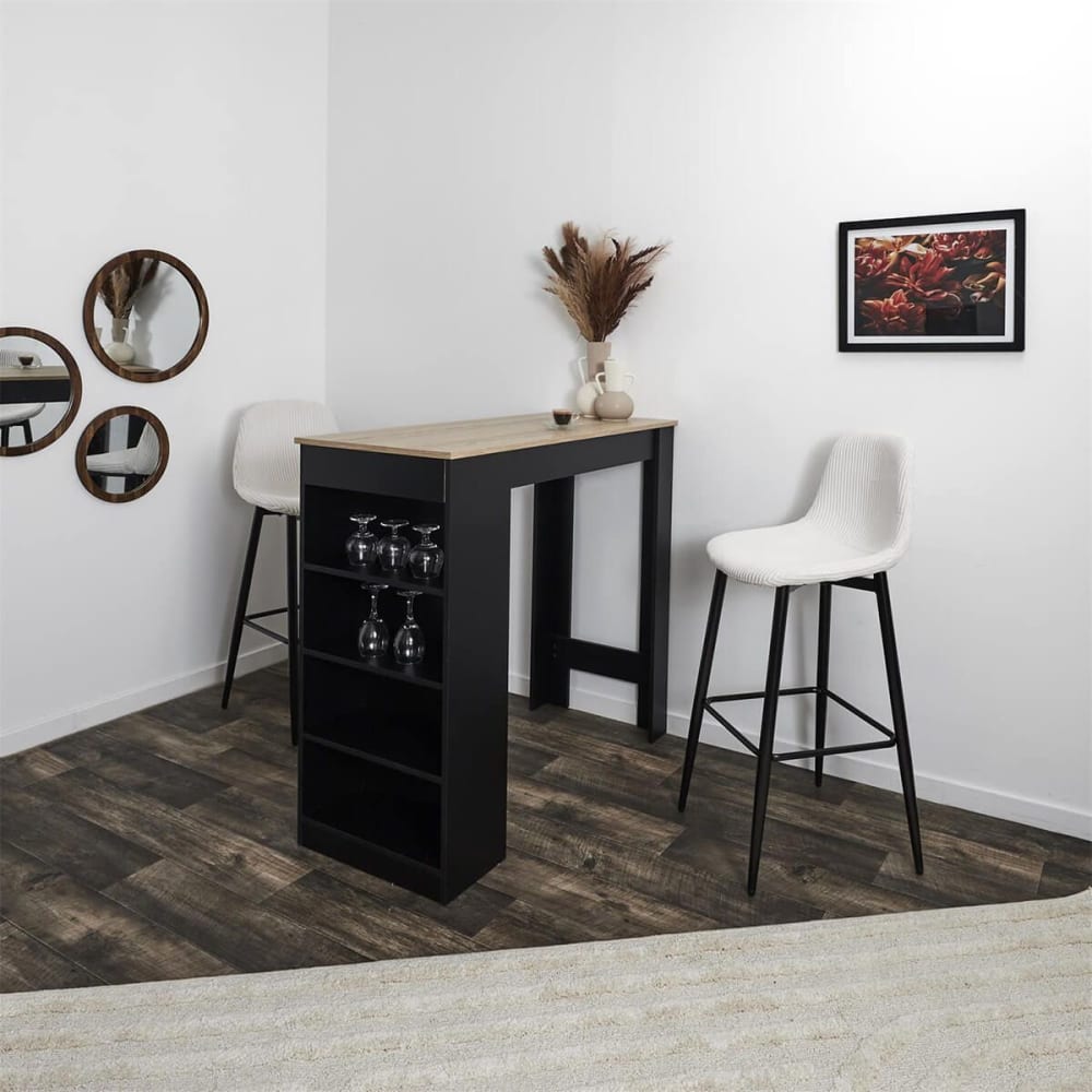 Lot de 2 tabourets de bar en velours côtelé coloris crème