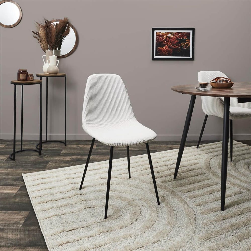 Lot de 2 chaises en velours côtelé coloris crème