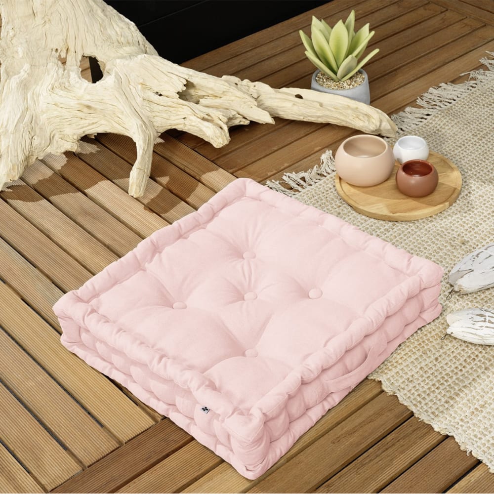 Coussin de sol 50x50cm coton coloris pivoine — vue 3