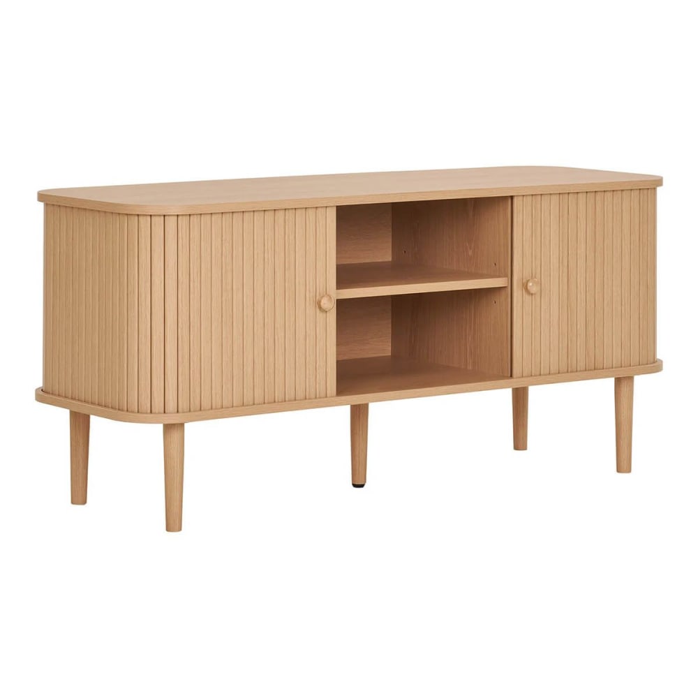 Meuble tv 2 portes coulissantes en mdf et pin naturel