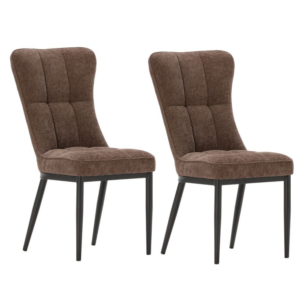 Lot de 2 chaises tissu - chocolat