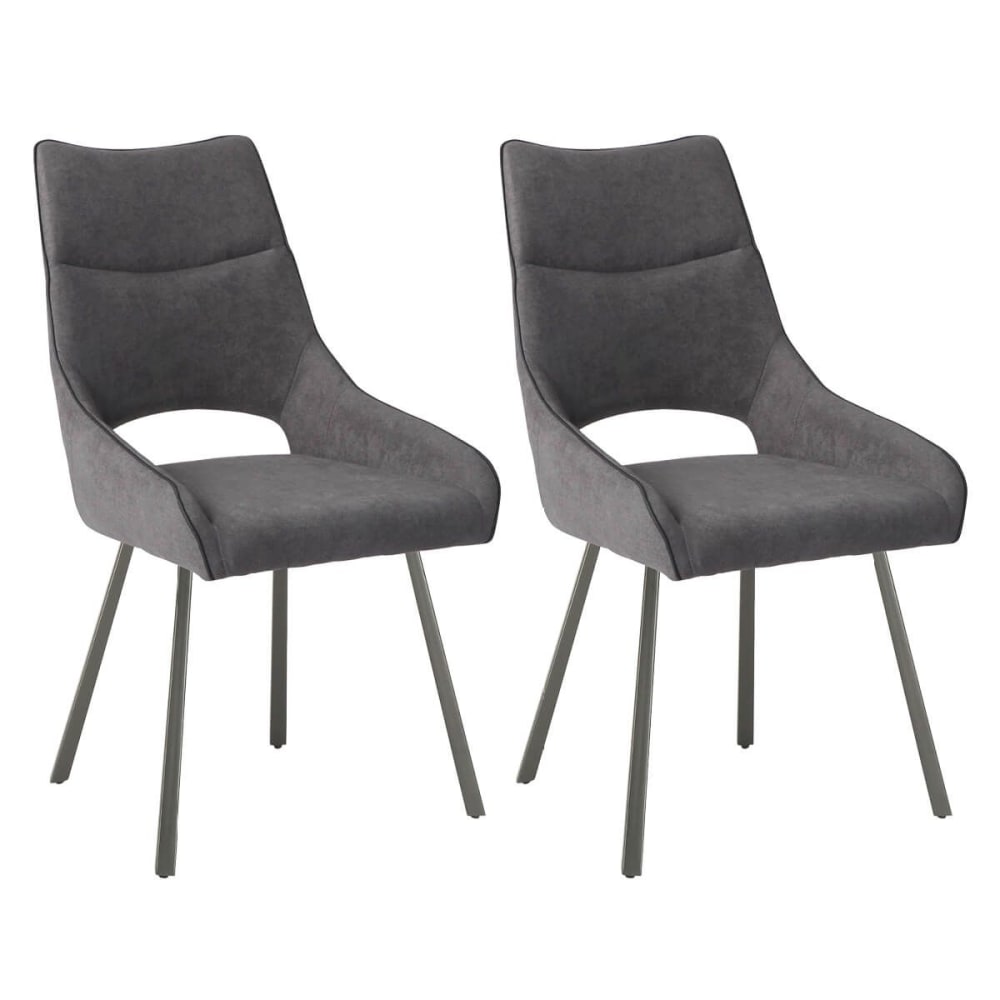 lot de 2 chaises tissu - gris