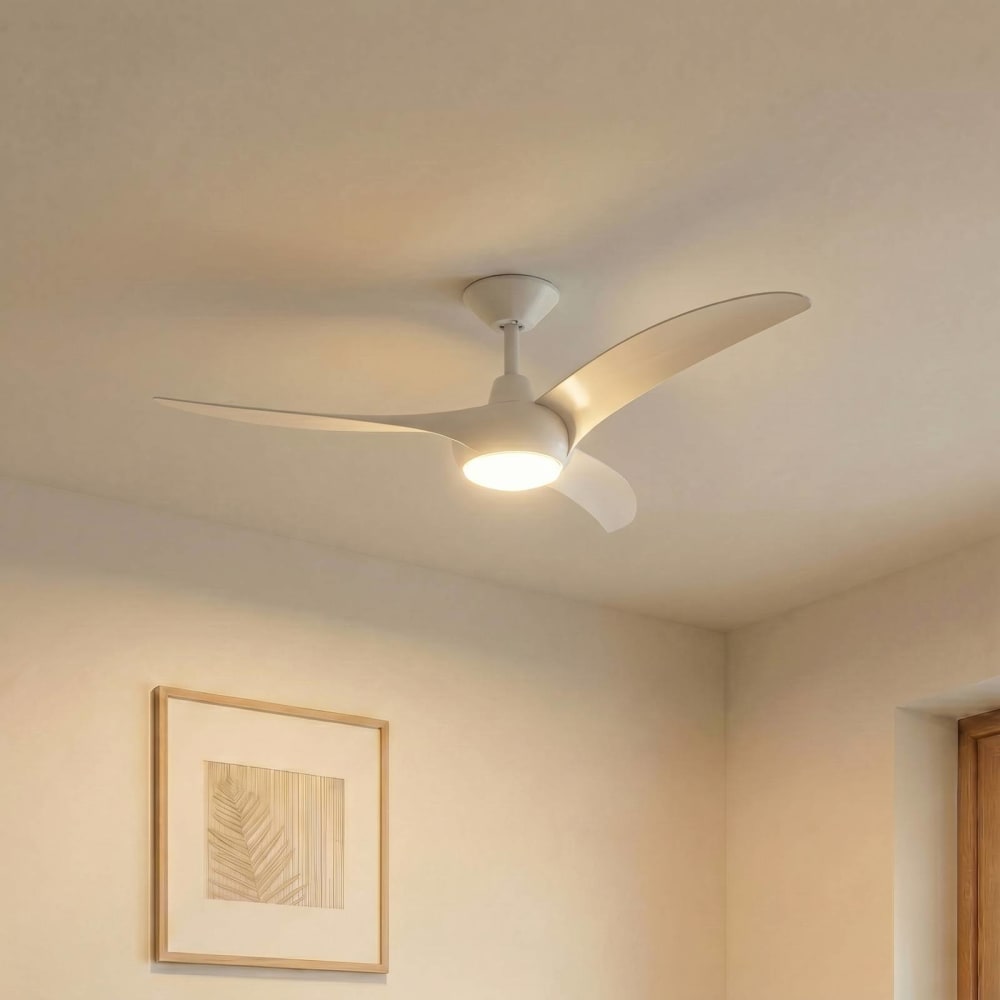 ventilador de techo con lampara de plastico blanco