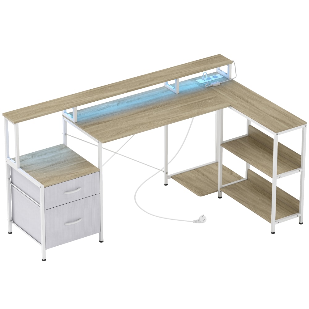 bureau d'angle avec prises
