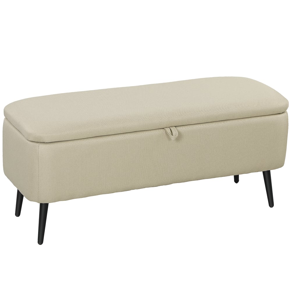 Banc coffre de rangement - tissu noir acier