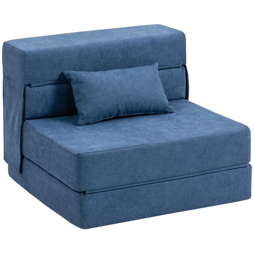Fauteuil convertible 1 place pliant coussin tissu en flanelle bleu