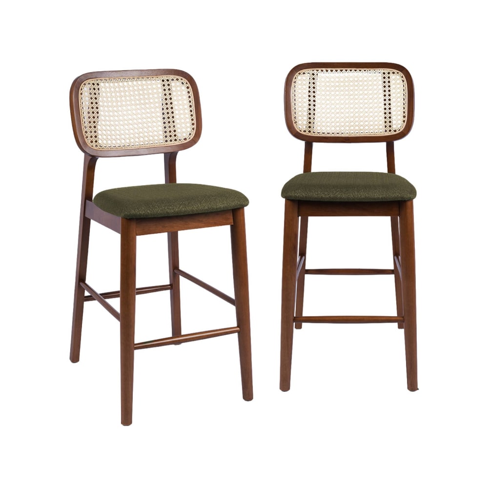 2 tabourets de bar bois - cannage