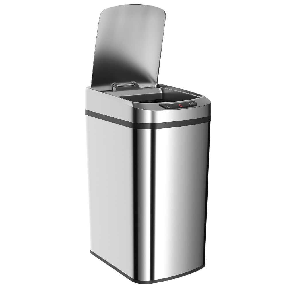 Poubelle à capteur 12l avec couvercle acier inoxydable argent