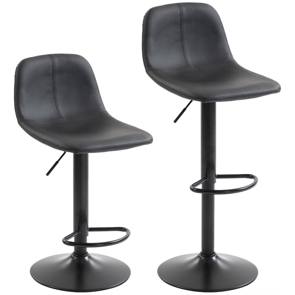 Lot de 2 tabourets de bar pivotants hauteur réglable métal noir