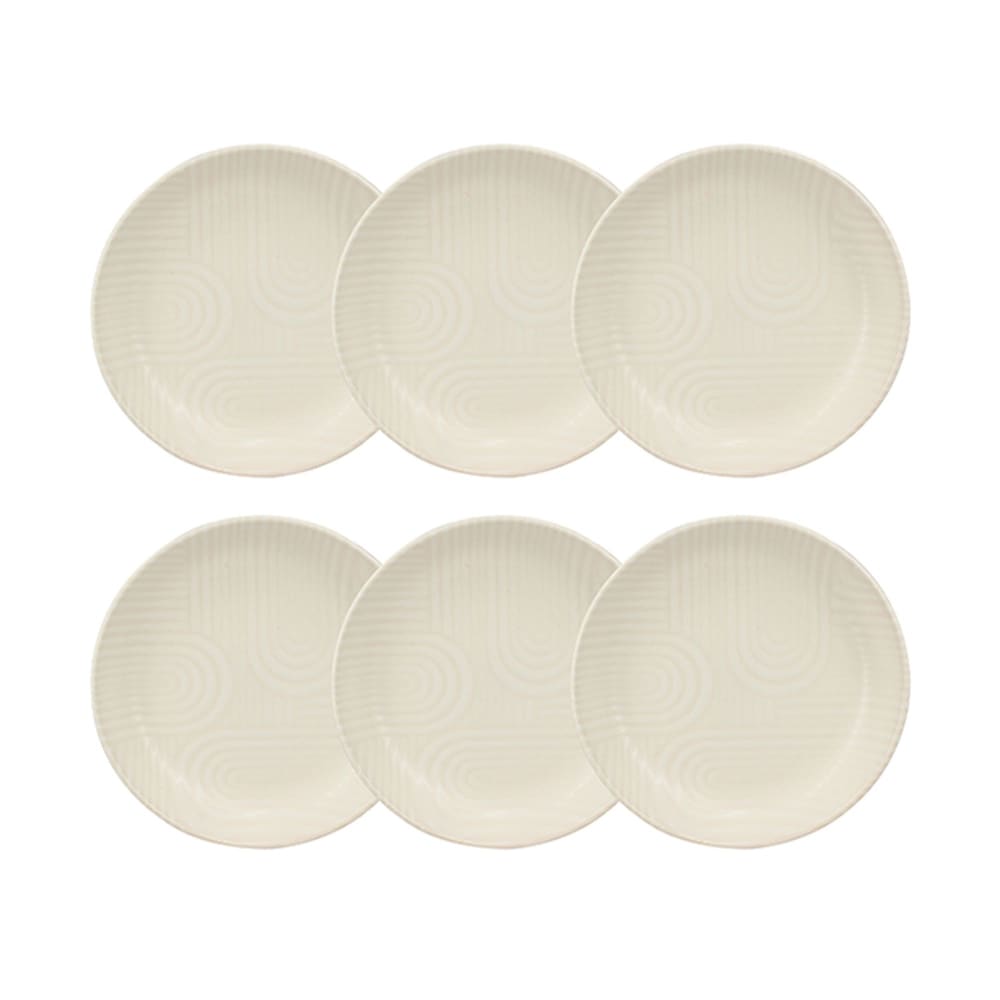 Lot de 6 assiettes creuses 20,5cm avec relief en grès blanc