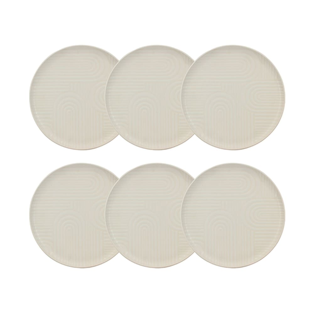Lot de 6 assiettes plates 26cm avec relief en grès blanc Lot de 6 assiettes plates 26cm avec relief en grès blanc
