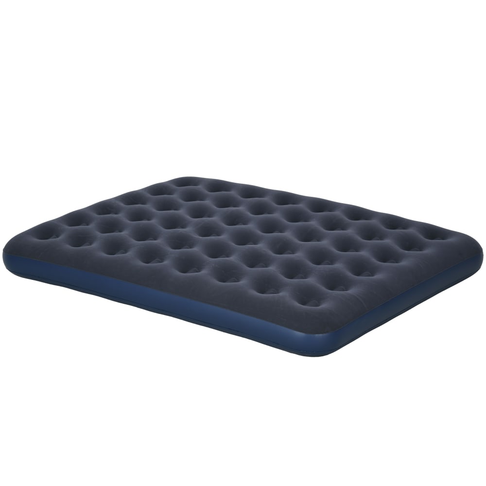 Matelas gonflable 2 personnes c/ pompe à main intégrée floqué bleu