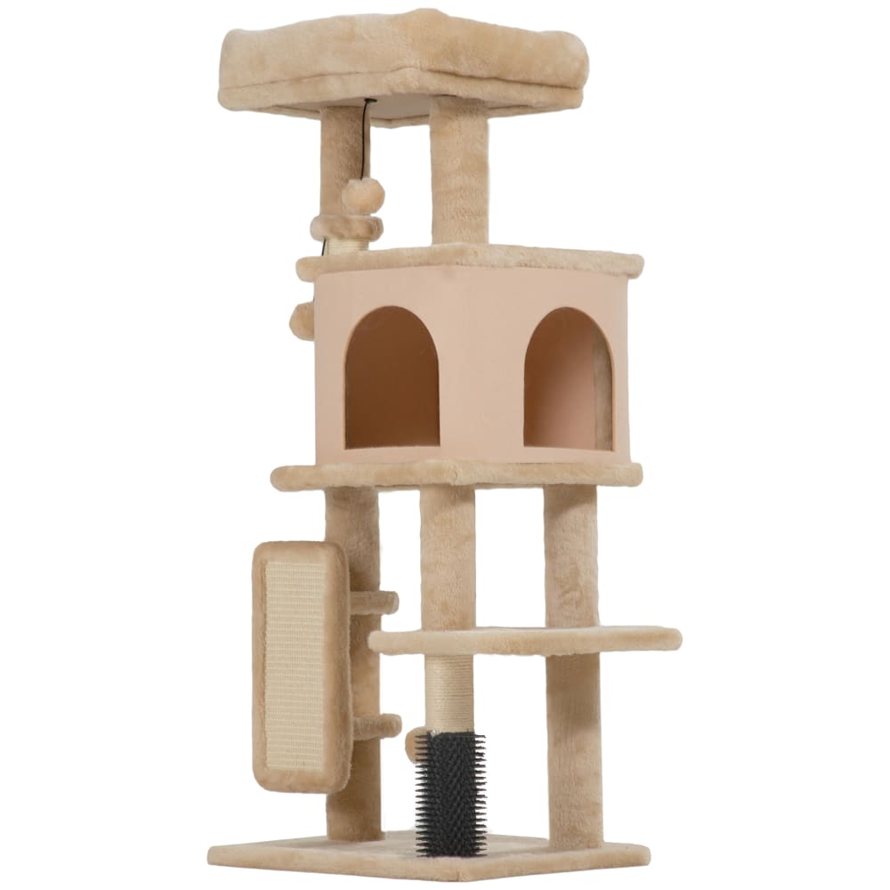 Arbre à chat tapis griffoir lit maison panneau de particules beige Arbre à chat tapis griffoir lit maison panneau de particules beige
