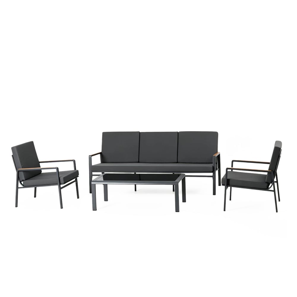 Salon de jardin 5 places - aluminium gris