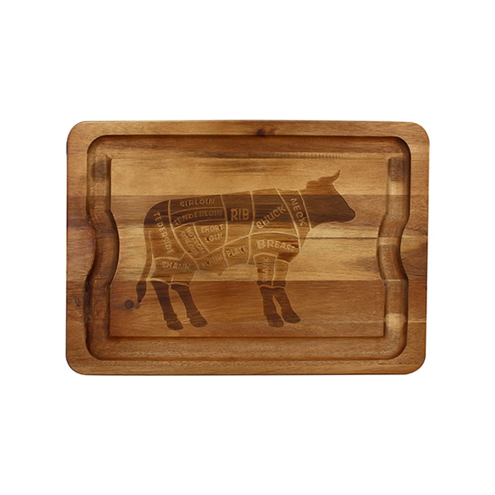 Planche à découper en bois d'acacia et décor boeuf 51x36cm Planche à découper en bois d'acacia et décor boeuf 51x36cm