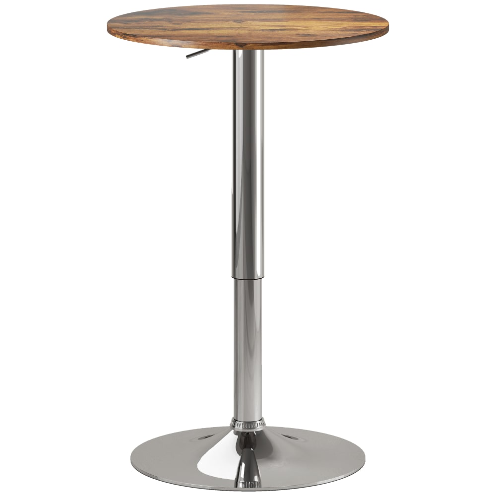Table de bar bistro chic ronde hauteur réglable métal marron Table de bar bistro chic ronde hauteur réglable métal marron