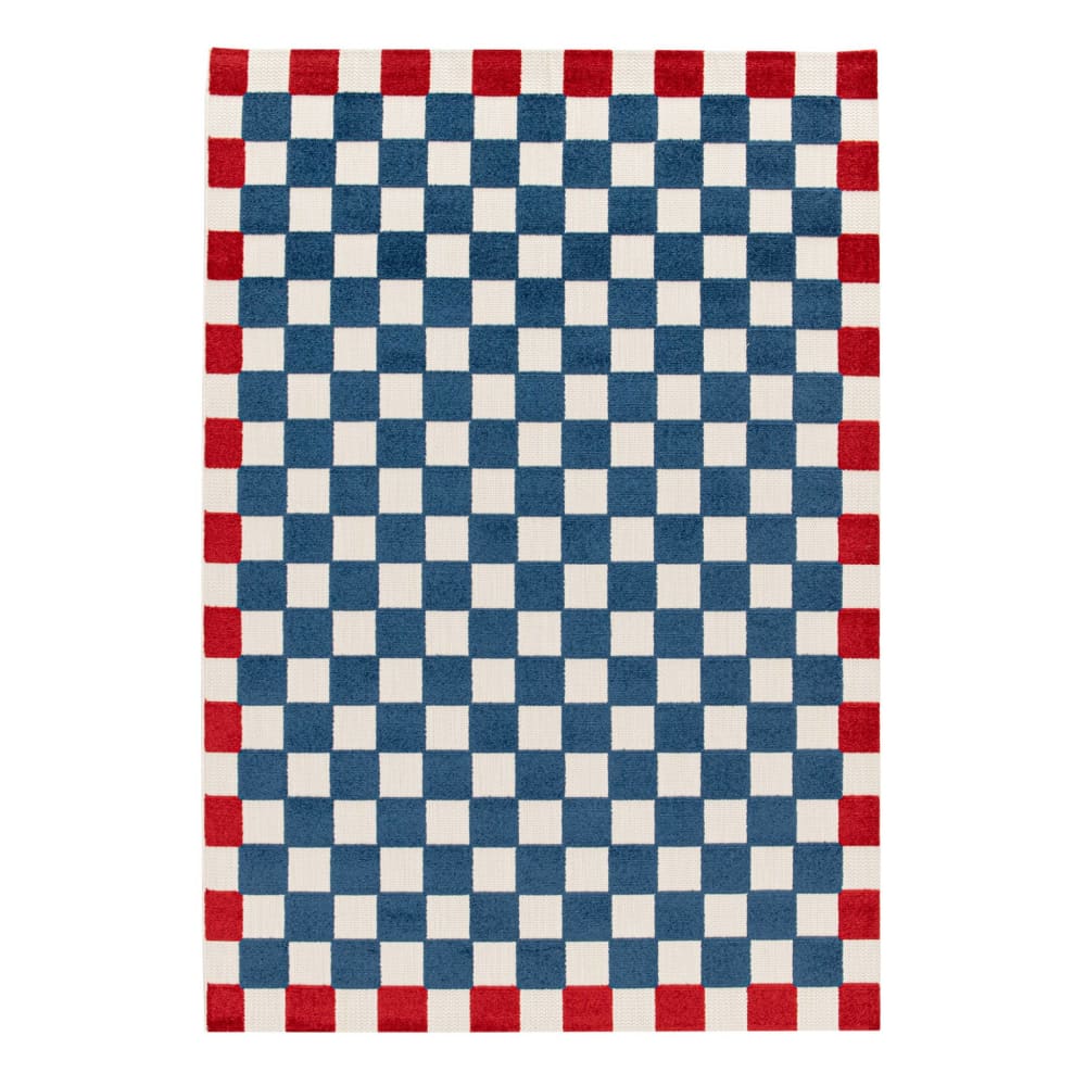 Tapis intérieur/extérieur damier bleu et rouge 200x290cm — vue 3