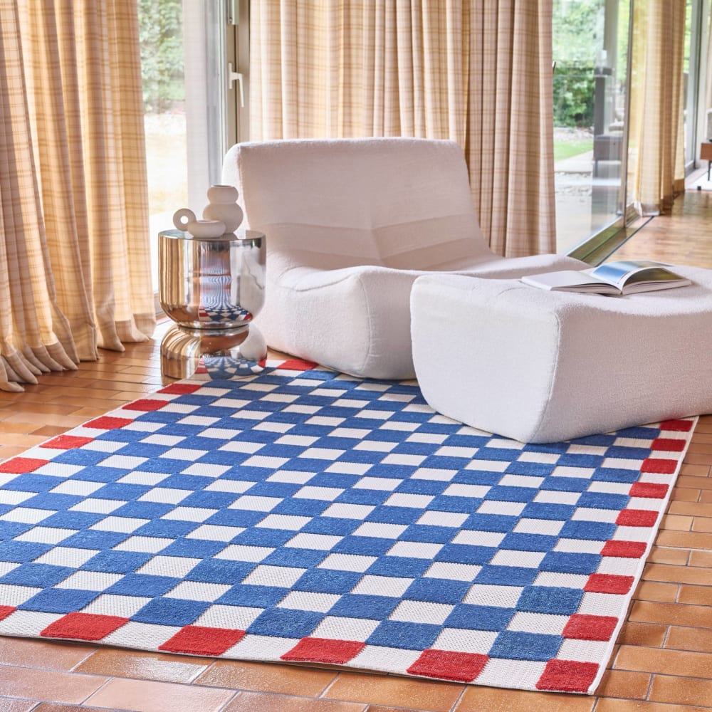 Tapis intérieur/extérieur damier bleu et rouge 200x290cm — vue 4