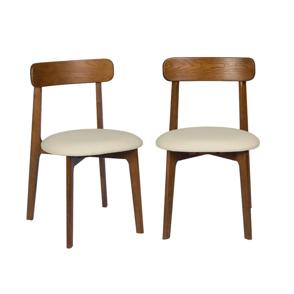 sweeek 2er-Set Vintage-Stühle nussbaumfarben/beige style vintage Braun Holz