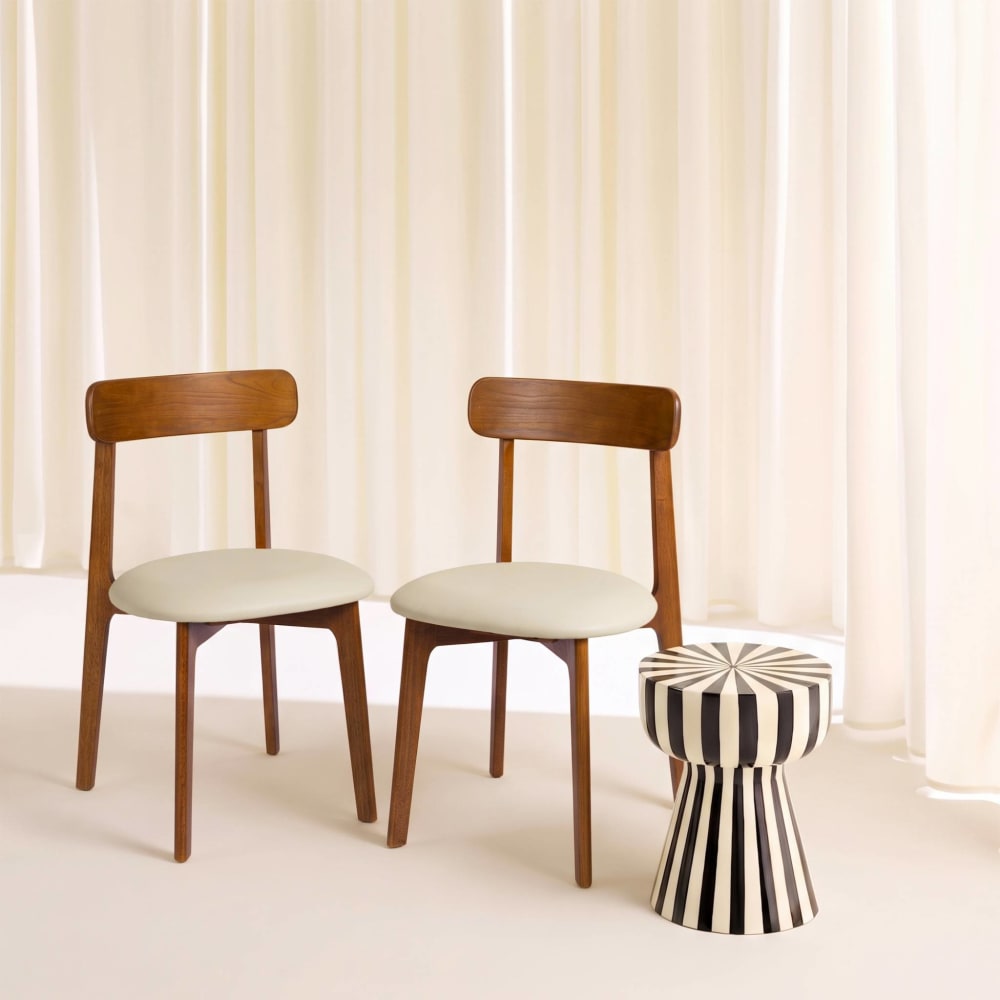 2er-Set Vintage-Stühle nussbaumfarben/beige - Maisons Du Monde